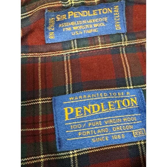 SIR PENDLETON Red Royal Stewart Tartan Plaid 2XL Virgin Wool L/S Button Shirt - Picture 4 of 9